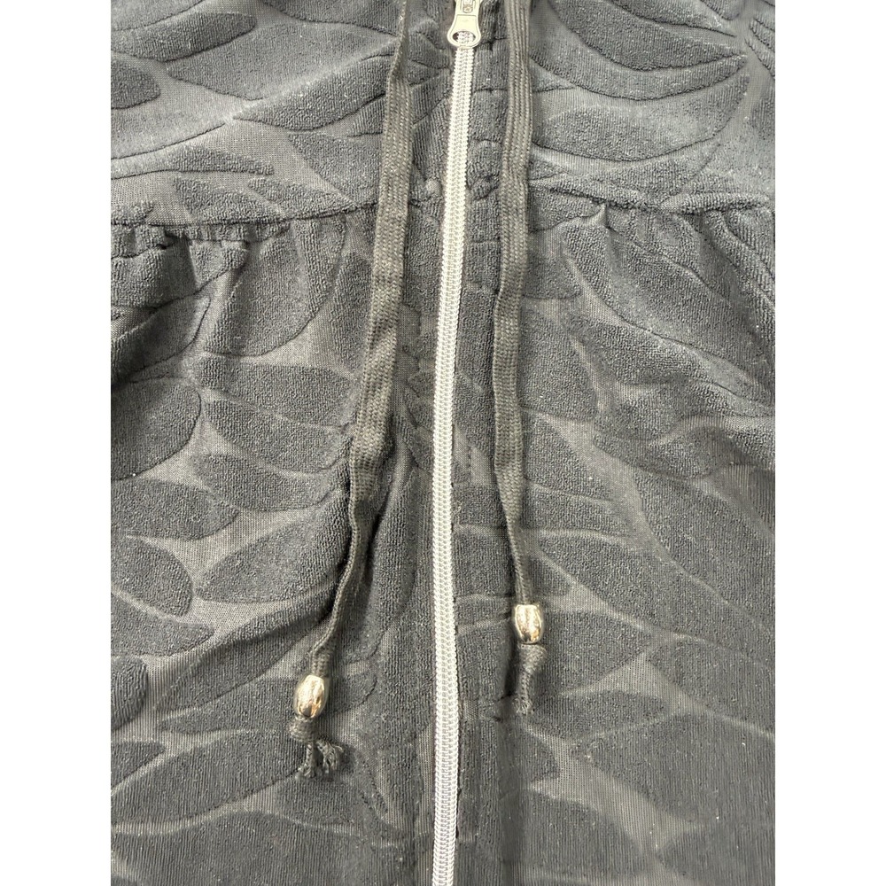 Cover 2 Cover Hooded Zip Swim Cover Up Dress Black Floral Terry Textured 22/24 - Picture 4 of 11